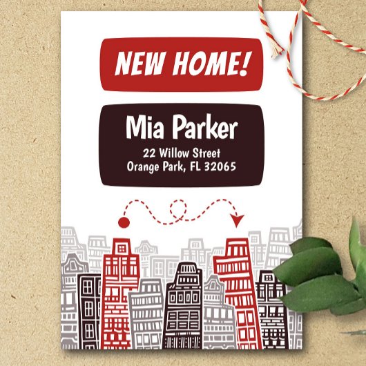 New Address Moving Announcement cartoon style Einladung