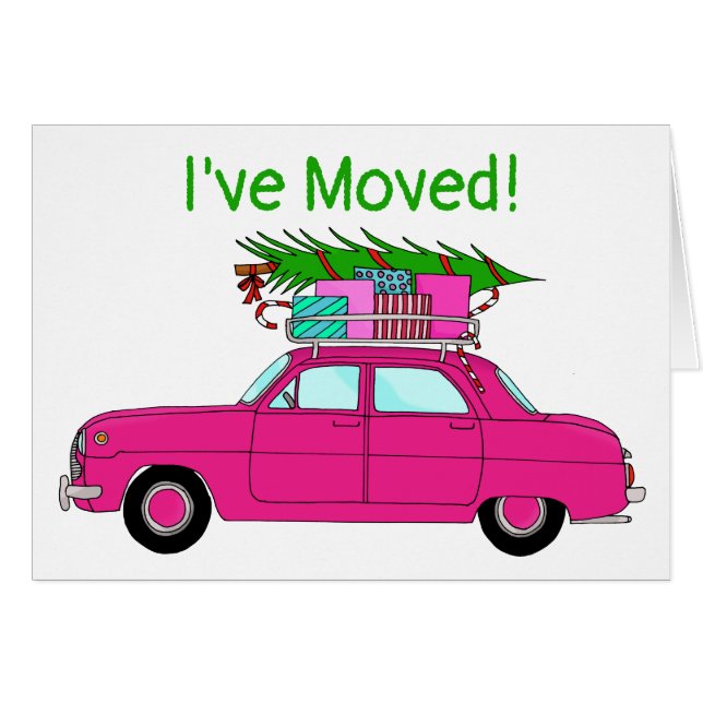New Address Purple Car with Christmas Ohrts (Vorderseite (Horizontal))