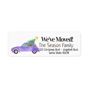 New Address Purple Car with Christmas Ohrts