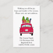 New Address Red Car mit Weihnachtsgeschenken Visitenkarte (Rückseite)