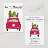 New Address Red Car mit Weihnachtsgeschenken Visitenkarte (Vorne/Hinten)