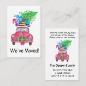 New Address Red Car mit Weihnachtsgeschenken Visitenkarte (Vorne/Hinten)