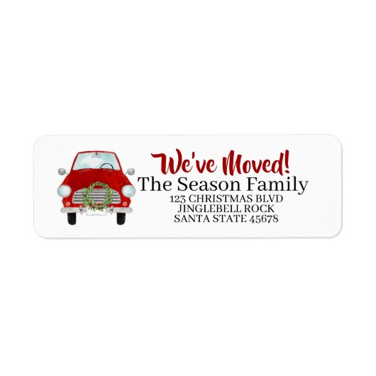 New Address Red car mit Weihnachtskranz (Vorne)