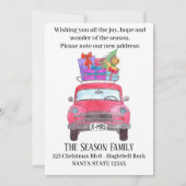 New Address Red Car Weihnachtsgeschenke Wasserfarb Einladung (Rückseite)