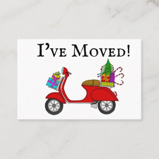 New Address Red Retro Roller mit Weihnachtsgeschen Visitenkarte (Vorderseite)