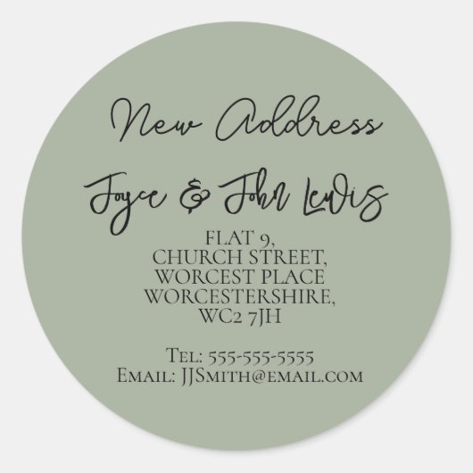 New Address Sticker Change of address sticker (Vorderseite)