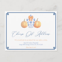 New Address Watercolor Pumpkins Ginger Jar Moving