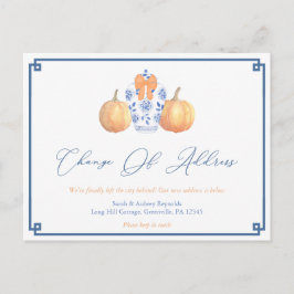New Address Watercolor Pumpkins Ginger Jar Moving Ankündigungspostkarte