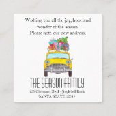 New Address Yellow Cab mit Weihnachtsgeschenken Quadratische Visitenkarte (Rückseite)