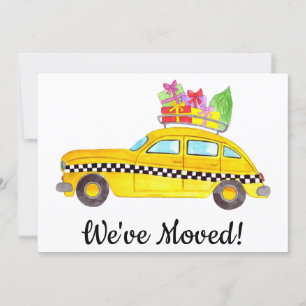 New Address Yellow Cab Taxi Christmas Ohrts Einladung