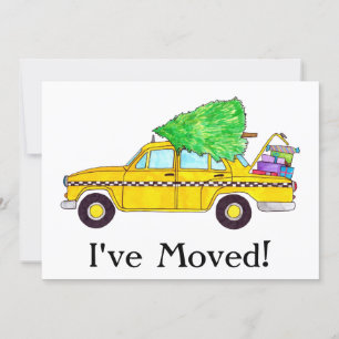 New Address Yellow Cab Taxi Christmas Ohrts Einladung