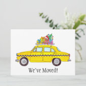 New Address Yellow Cab Taxi Christmas Ohrts Einladung (Stehend Vorderseite)
