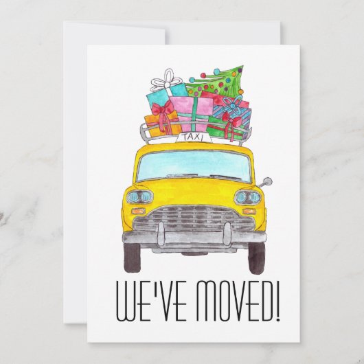 New Address Yellow Cab Taxi Christmas Ohrts Einladung (Vorderseite)