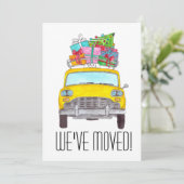 New Address Yellow Cab Taxi Christmas Ohrts Einladung (Stehend Vorderseite)