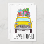 New Address Yellow Cab Taxi Christmas Ohrts Einladung (Vorne/Hinten)