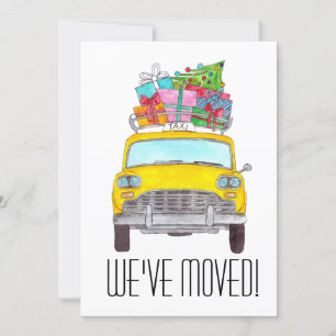 New Address Yellow Cab Taxi Christmas Ohrts Einladung