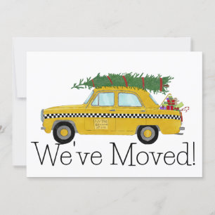 New Address Yellow Cab Taxi Christmas tree Einladung