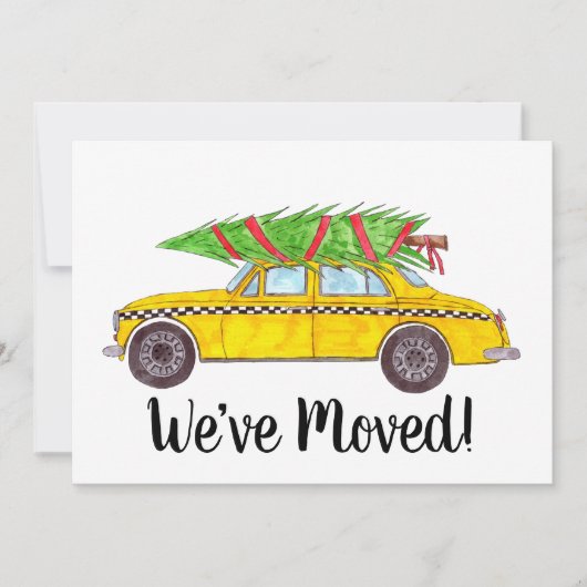 New Address Yellow Cab Taxi Christmas tree Einladung (Vorderseite)