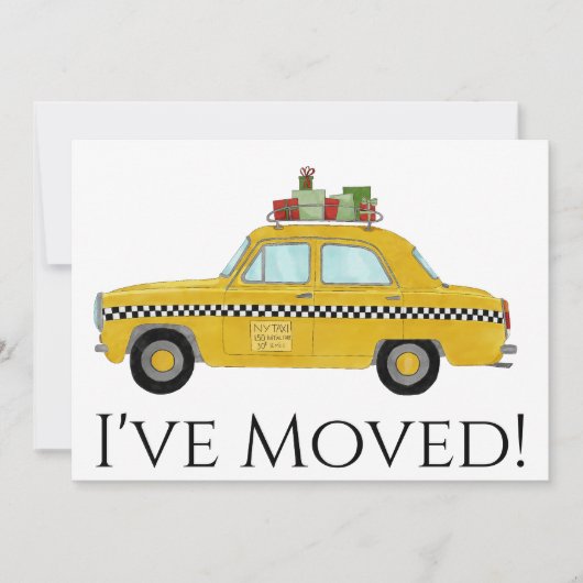 New Address Yellow Cab Taxi Christmas tree Einladung (Vorderseite)