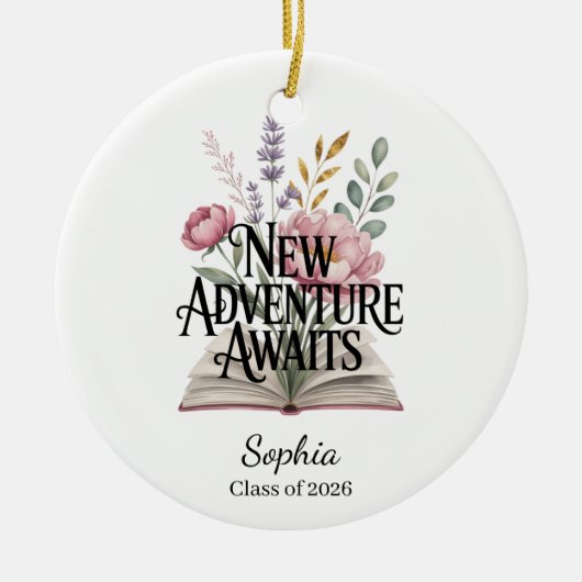 New Adventure Awaits Graduation Personalized Keramik Ornament (Vorne)