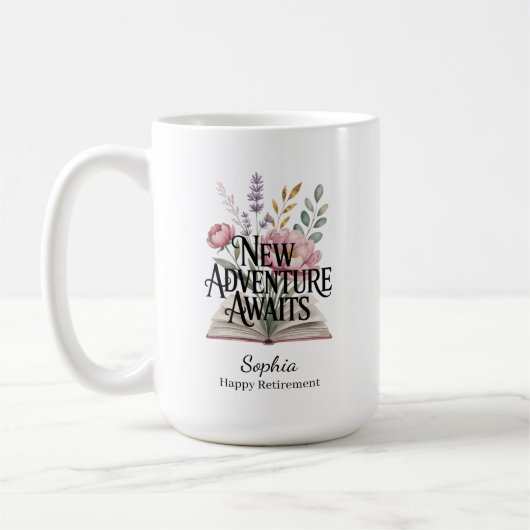New Adventure Awaits Retirement Personalized Kaffeetasse (Links)