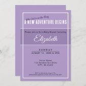 New Adventure Begins Purple Babyshower Invitation Einladung (Vorne/Hinten)