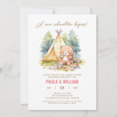 New Adventure Happy Camper Baby Girl Dusche laden Einladung (Vorderseite)