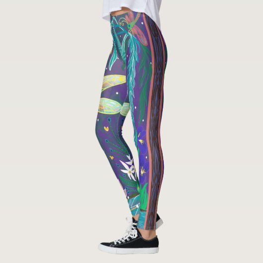 New Age Dragonfly Evil Eye Pond Lotus Willow Tree Leggings (Links)
