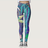 New Age Dragonfly Evil Eye Pond Lotus Willow Tree Leggings (Vorderseite)