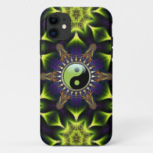 New Age Green YinYang Hexagon Neon Fraktale Case-Mate iPhone Hülle