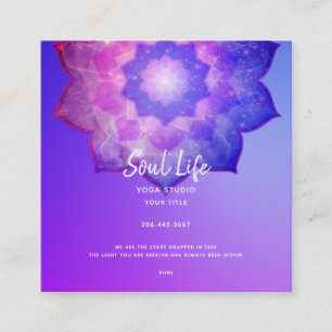 New Age   Violette Lotus-Meditationsmandala Quadratische Visitenkarte