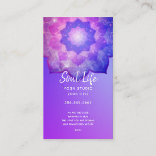 New Age   Violette Lotus-Meditationsmandala Visitenkarte