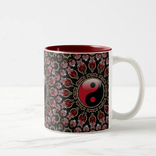 New Age YinYang Mandala Red+Gold Tasse (Rechts)