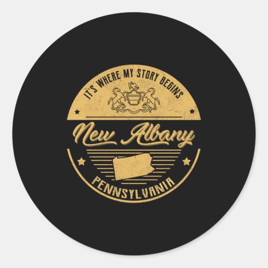 New Albany Pennsylvania Its Where My Story Begins  Runder Aufkleber (Vorderseite)