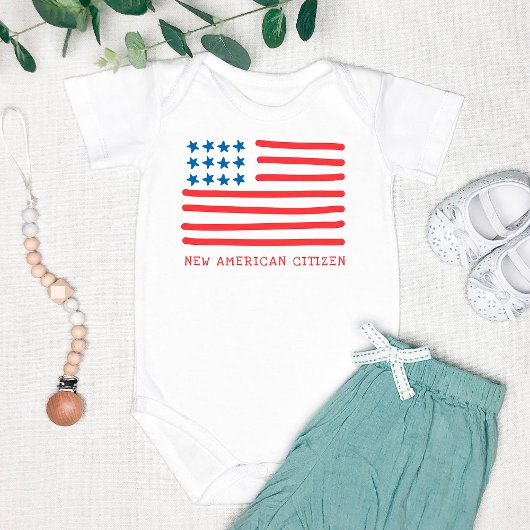 New American Citizen | Amerikanische Flagge mit Ha Baby Strampler