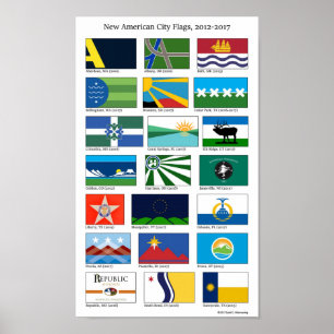 New American City Flags, 2012-2017 (8,5 x 14 Zoll) Poster