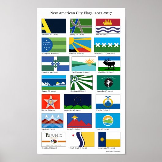 New American City Flags, 2012-2017 (8,5 x 14 Zoll) Poster (Vorne)
