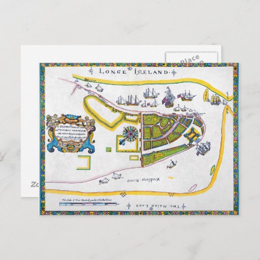 New Amsterdam Map, 1661 Postkarte (Vorne/Hinten)