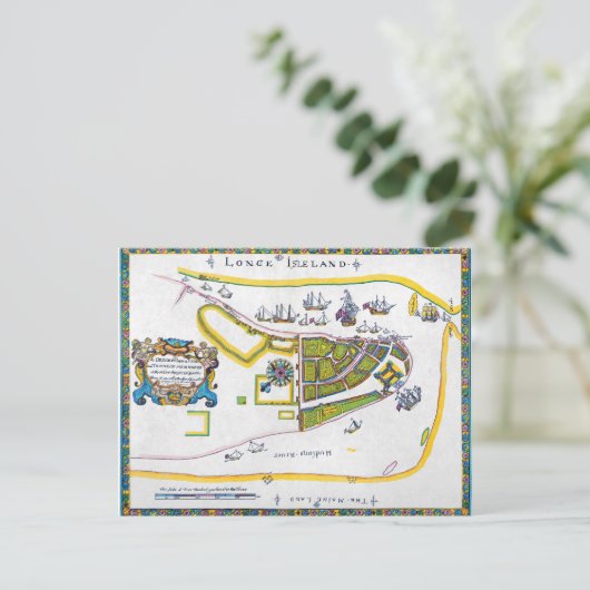 New Amsterdam Map, 1661 Postkarte (Stehend Vorderseite)