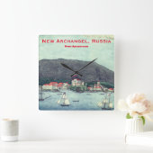New Archangel, Russland (Sitka) Malerei Quadratische Wanduhr (Zuhause)