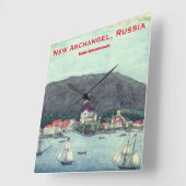 New Archangel, Russland (Sitka) Malerei Quadratische Wanduhr (Winkel)