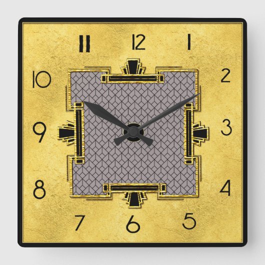 New Art Deco Design Square Quadratische Wanduhr (Vorderseite)