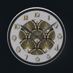 New Art Deco Wall Runde Wanduhr<br><div class="desc">Ich habe eine andere Art Deko Uhr für meinen Laden erstellt. Das ist eine kreisförmige Uhr in grau,  schwarz und gold. Ich fügte ein Deko-Muster der Mitte hinzu. Diese Uhr ist sehr kunstvoll Deko im Stil und würde in jeder Zuhause gut aussehen.</div>