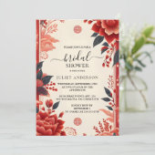 New Asian Chinese Bilingual Hei Bold Brautparty Einladung (Stehend Vorderseite)