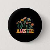 New Auntie Wildflower First Birthday & Baby Sh Button (Vorderseite)