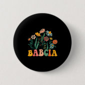 New Babcia Wildflower First Birthday &amp; Baby Sh Button (Vorderseite)
