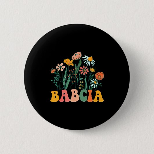 New Babcia Wildflower First Birthday & Baby Sh Button (Vorderseite)