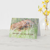 "New Babe in the Woods" - Glückwünsche Karte (Gelbe Blume)