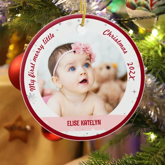 New Baby 2 Fotos Mein erstes frohes kleines Weihna Keramik Ornament