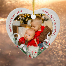 New Baby Big Brother Silver Rahmen Frohe Weihnacht Keramik Ornament